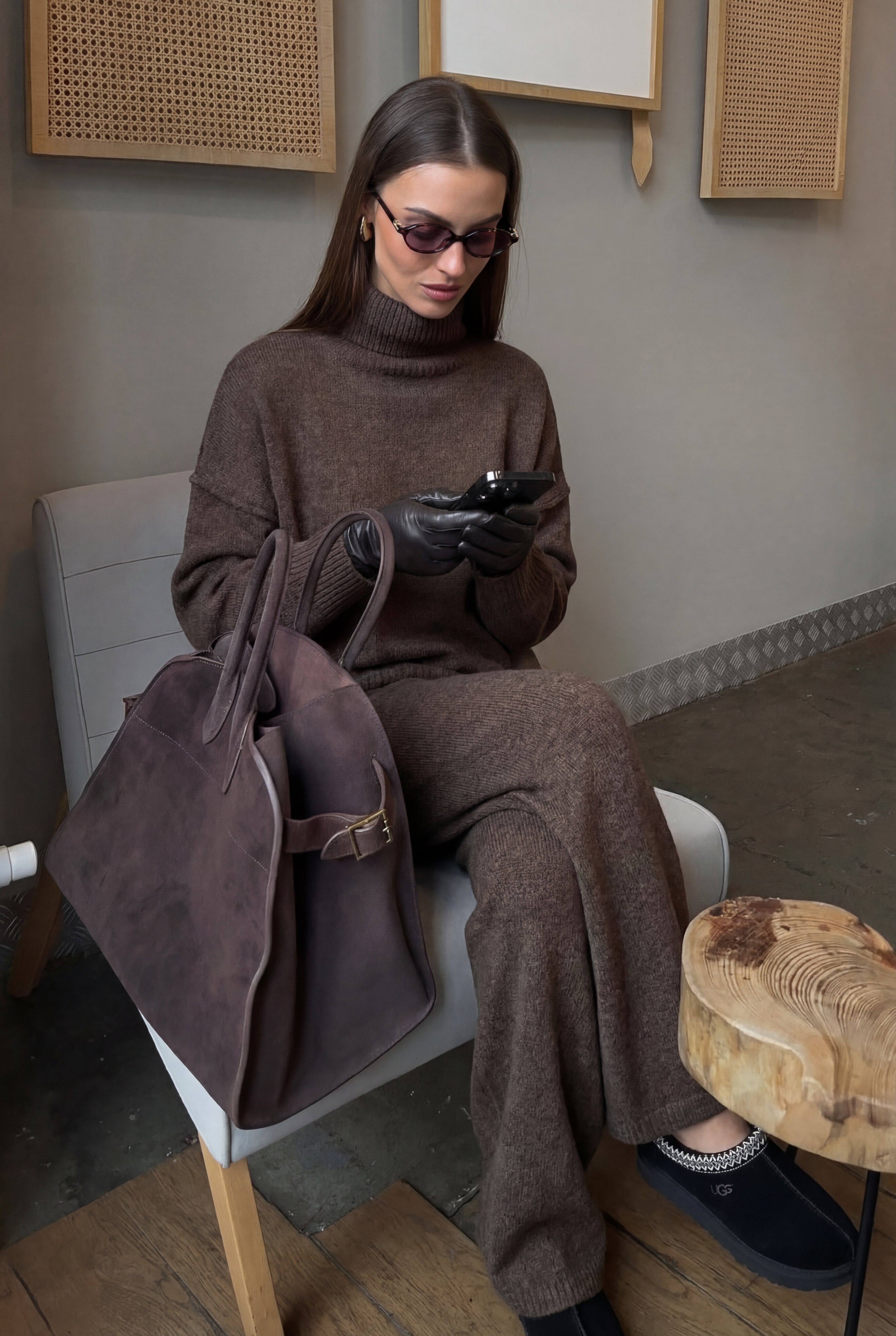 Megztas dviejų dalių komplektas su golfu